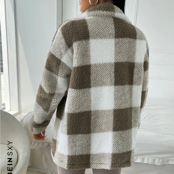 Brown & White Plaid Shacket - Picture 2 of 5